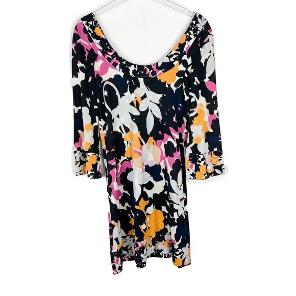 Diane Von Furstenberg 3/4 Sleeve Floral Silk Boatneck Shift Dress Size 10 D1365 - Picture 8 of 12